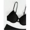 imageSOLY HUX Bikini Sets for Women Ruched Underwire Swimsuit Two Piece Bathing SuitsPure Black
