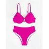 imageSOLY HUX Bikini Sets for Women Ruched Underwire Swimsuit Two Piece Bathing SuitsPure Hotpink