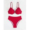 imageSOLY HUX Bikini Sets for Women Ruched Underwire Swimsuit Two Piece Bathing SuitsPure Red