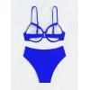 imageSOLY HUX Bikini Sets for Women Ruched Underwire Swimsuit Two Piece Bathing SuitsPure Royal Blue