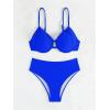 imageSOLY HUX Bikini Sets for Women Ruched Underwire Swimsuit Two Piece Bathing SuitsPure Royal Blue