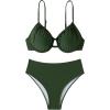 imageSOLY HUX Bikini Sets for Women Ruched Underwire Swimsuit Two Piece Bathing SuitsSolid Army Green
