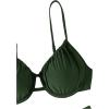 imageSOLY HUX Bikini Sets for Women Ruched Underwire Swimsuit Two Piece Bathing SuitsSolid Army Green