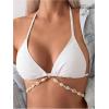 imageSOLY HUX Bikini Tops for Women Triangle Swimsuit Tops Halter Tie Back Bathing SuitPure White