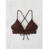 imageSOLY HUX Womens Criss Cross Back Bathing Suits Top Push Up Bikini Swimsuit Tops OnlySolid Brown