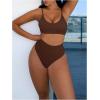 imageSOLY HUX Womens Scoop Neck High Waisted Ribbed Knit Bikini Set 2 Piece Bathing Suit SwimwearSolid Coffee Brown