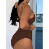 imageSOLY HUX Womens Scoop Neck High Waisted Ribbed Knit Bikini Set 2 Piece Bathing Suit SwimwearSolid Coffee Brown