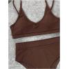 imageSOLY HUX Womens Scoop Neck High Waisted Ribbed Knit Bikini Set 2 Piece Bathing Suit SwimwearSolid Coffee Brown