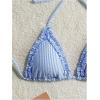 imageSOLY HUX Womens Triangle Bikini Top Striped Halter Padded Push Up Swimsuit Bathing Suits TopsBlue and White