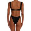 imageSOLY HUX Womens Two Piece Bikini Set Ring Linked High Cut Bathing Suit SwimsuitSolid Black