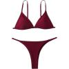 imageSOLY HUX Bathing Suit for Women Triangle Thong Bikini Swimwear Two Piece SwimsuitPure Burgundy