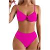 imageSOLY HUX Bikini Sets for Women Ruched Underwire Swimsuit Two Piece Bathing SuitsPure Hotpink