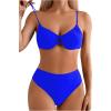 imageSOLY HUX Bikini Sets for Women Ruched Underwire Swimsuit Two Piece Bathing SuitsPure Royal Blue