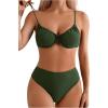 imageSOLY HUX Bikini Sets for Women Ruched Underwire Swimsuit Two Piece Bathing SuitsSolid Army Green