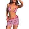 imageSOLY HUX Womens 3 Piece Swimsuit Striped Halter Triangle String Thong Bikini Set Bathing Suit with Beach ShortsRed and White Striped