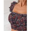 imageSOLY HUX Bathing Suit for Women Floral Print Ruffle Smocked High Waisted Bikini Sets Two Piece SwimsuitMulticoloured Floral