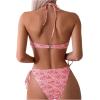 imageSOLY HUX Bikini Sets for Women Allover Print Halter Tie Side Bathing Suits Two Piece SwimsuitMulticoloured Print