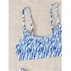 imageSOLY HUX Womens Allover Print Smocked Bathing Suit High Cut Swimsuit Two Piece Bikini SetsBlue and White Printed