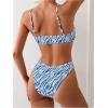 imageSOLY HUX Womens Allover Print Smocked Bathing Suit High Cut Swimsuit Two Piece Bikini SetsBlue and White Printed