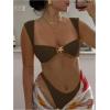 imageSOLY HUX Womens Bikini Set High Cut Bathing Suits 2 Piece Summer Cheeky SwimsuitsPure Khaki