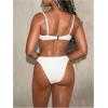 imageSOLY HUX Womens Bikini Set U Wired Ruched High Cut Spaghetti Strap Swimsuit Two Piece Bathing SuitSolid White