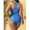 imageSOLY HUX Womens Plus Size Swimsuit Plaid Checkered Tie Front High Waisted Bikini Set Two Piece Bathing SuitBlue Plaid