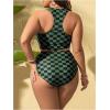 imageSOLY HUX Womens Plus Size Swimsuit Plaid Checkered Tie Front High Waisted Bikini Set Two Piece Bathing SuitGreen Plaid