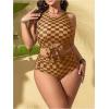 imageSOLY HUX Womens Plus Size Swimsuit Plaid Checkered Tie Front High Waisted Bikini Set Two Piece Bathing SuitYellow Plaid