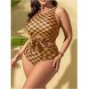 imageSOLY HUX Womens Plus Size Swimsuit Plaid Checkered Tie Front High Waisted Bikini Set Two Piece Bathing SuitYellow Plaid