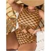 imageSOLY HUX Womens Plus Size Swimsuit Plaid Checkered Tie Front High Waisted Bikini Set Two Piece Bathing SuitYellow Plaid