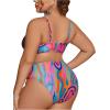 imageSOLY HUX Womens Plus Size Swimsuit Printed Tie Front 2 Piece Bikini Summer High Waist Bathing SuitsMulti Printed