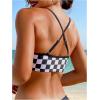 imageSOLY HUX Womens Summer Checkerboard Print Bikini Top Spaghetti Straps Bathing Suit Tops Beach Vacation ClothesBlack and White