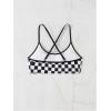 imageSOLY HUX Womens Summer Checkerboard Print Bikini Top Spaghetti Straps Bathing Suit Tops Beach Vacation ClothesBlack and White