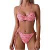 imageSOLY HUX Bikini Sets for Women Allover Print Halter Tie Side Bathing Suits Two Piece SwimsuitMulticoloured Print