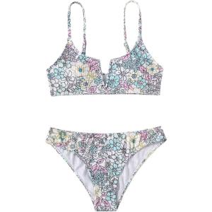 imageSOLY HUX Womens Floral Print Spaghetti Strap Bikini Sets Ribbed V Bathing Suit 2 Piece SwimsuitDisty Floral