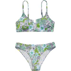 imageSOLY HUX Womens Floral Print Spaghetti Strap Bikini Sets Ribbed V Bathing Suit 2 Piece SwimsuitGreen Floral Print