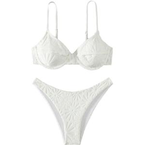 imageSOLY HUX Womens Two Piece Swimsuit Bathing Suits Solid Underwire Bikini SetsSolid White