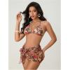 imageSOLY HUX Womens 3 Piece Swimsuit Floral Triangle Halter Bikini Set Bathing Suit with Cover Up SkirtMulticoloured Floral