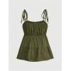 imageSOLY HUX Womens Cute Y2k Ruffle Tie Camisole Top Spaghetti Strap Vest Sleeveless Flowy ShirtsArmy Green