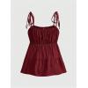 imageSOLY HUX Womens Cute Y2k Ruffle Tie Camisole Top Spaghetti Strap Vest Sleeveless Flowy ShirtsPlain Burgundy