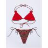imageSOLY HUX Womens Leopard Print Halter Triangle Bikini Tops Lace Trim Cherry Print Bathing Suit Swimsuit TopsRed Leopard