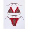 imageSOLY HUX Womens Leopard Print Halter Triangle Bikini Tops Lace Trim Cherry Print Bathing Suit Swimsuit TopsRed Leopard