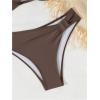 imageSOLY HUX Womens One Shoulder Twist Front Bikini Set Ruched High Cut Swimsuit Two Piece Bathing SuitSolid Coffee Brown