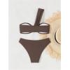 imageSOLY HUX Womens One Shoulder Twist Front Bikini Set Ruched High Cut Swimsuit Two Piece Bathing SuitSolid Coffee Brown