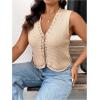 imageSOLY HUX Womens Plus Size Crochet Knit Button Down Vest V Neck Sleeveless Shirts Summer Tank TopsSolid Apricot