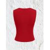 imageSOLY HUX Womens Ruched Tank Tops Square Neck Sleeveless Basic Tight Vest Shirts Summer TopsPlain Red