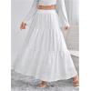 imageSOLY HUX Womens Summer Ruffle Hem Skirt Elastic High Waist Casual Solid Long Maxi SkirtsPlain White