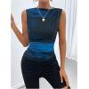 imageSOLY HUX Womens Tie Dye Sleeveless Top Boat Neck Slim Fit Vest Elegant Work Tank TopsBlue Printed