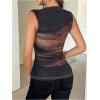 imageSOLY HUX Womens Tie Dye Sleeveless Top Boat Neck Slim Fit Vest Elegant Work Tank TopsBrown Printed