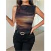 imageSOLY HUX Womens Tie Dye Sleeveless Top Boat Neck Slim Fit Vest Elegant Work Tank TopsBrown Printed